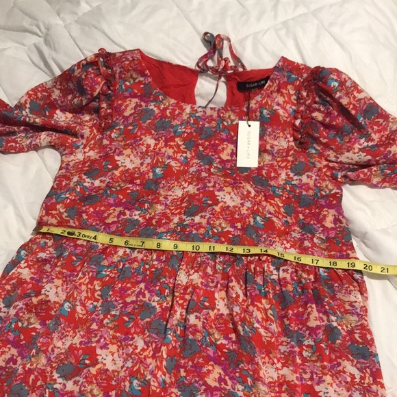 ✨Sugarlips✨ NWT Floral Printed Long Sleeve Dress Size Small Red Oversized Flowy - Picture 12 of 14